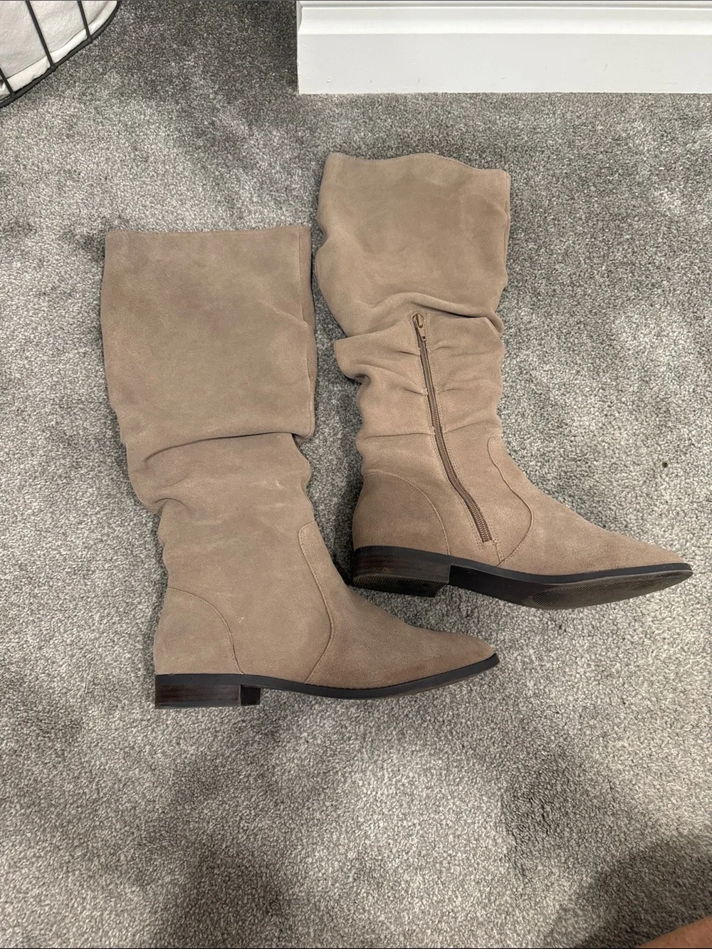 Steve madden Taupe Suede Knee-High Flat Boots - Women